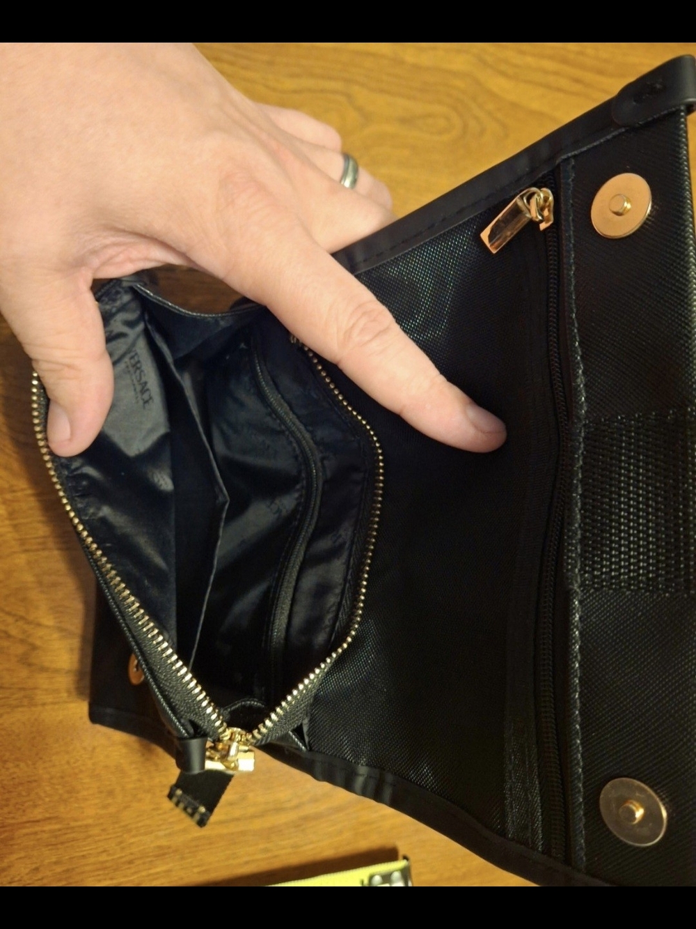 Versace Black and Gold Greek Key Men’s Toiletry Pouch - Picture 2 of 3